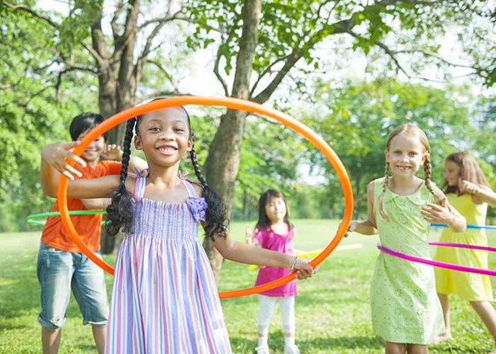 Children playing in a park.