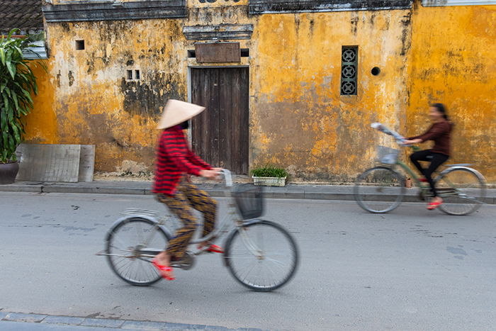 Cyclists on a street.