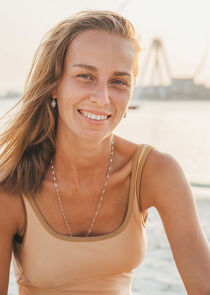 Portrait of a beautiful women while she smiles