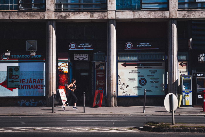 Empty street scene in Budapest