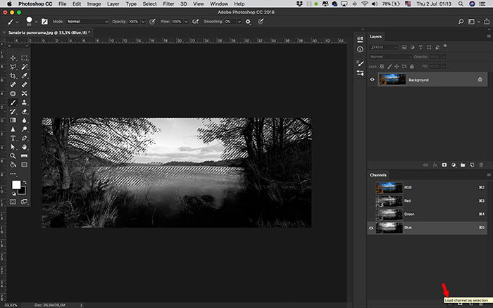 A screenshot of using alpha channels in Photoshop