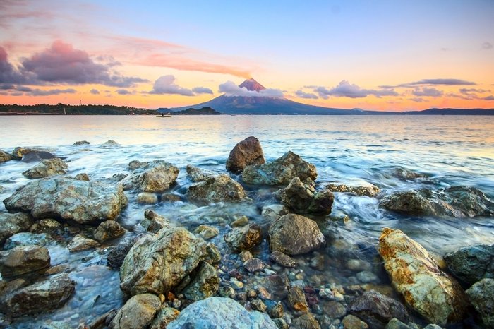 A rocky coastal seascape