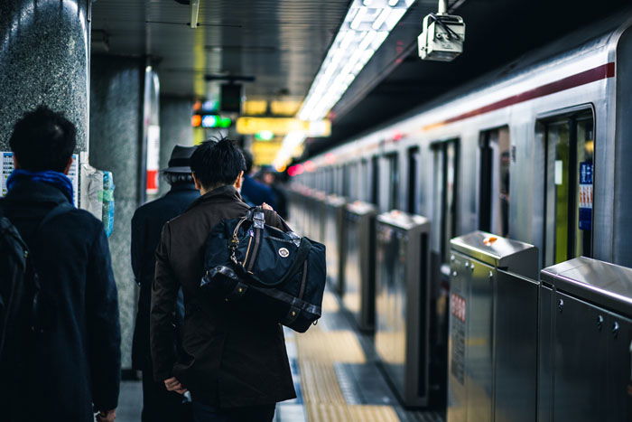 People walking in the subway station