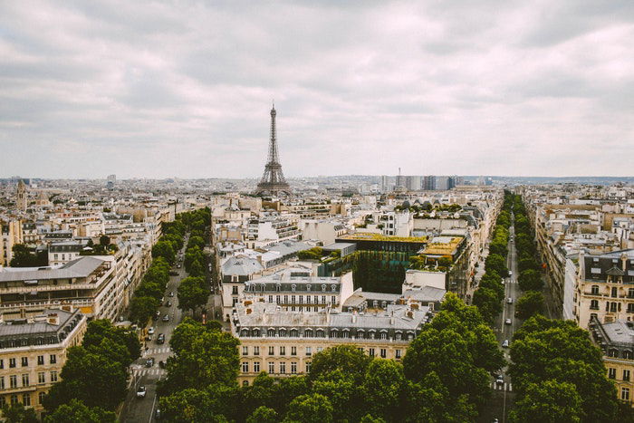 Aerial view of Paris cityscape