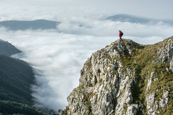 Mountainous landscape shot from a birds eye view perspective