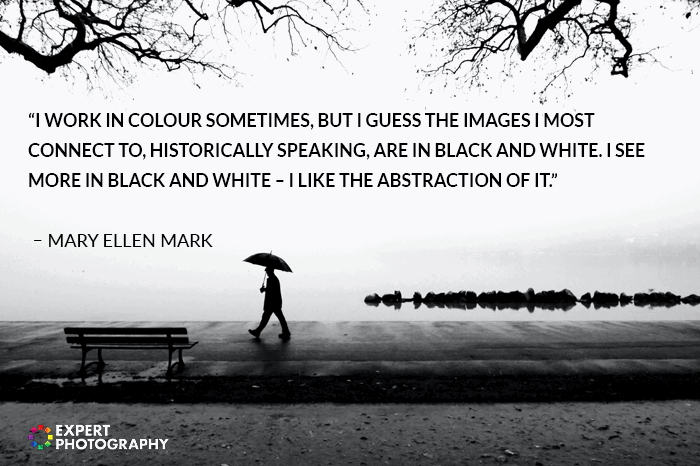 black and white photography with quote overlayed