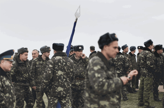 Soldiers in camouflage uniforms. 