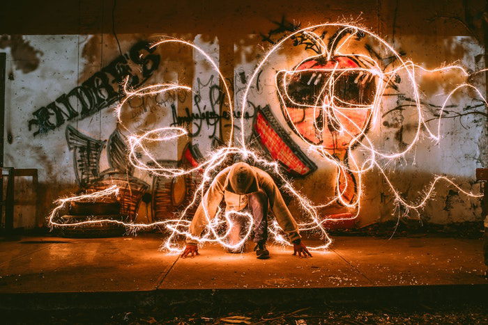 light painting effect with street art and a model shot with iPhone