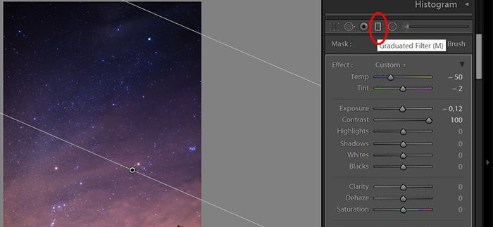 a screenshot showing the Lightroom Graduated Filter