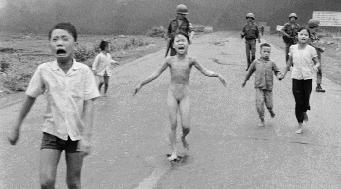 Nick Uts iconic image of the Vietnamese conflict, where we see a naked 9-year old girl running toward the camera