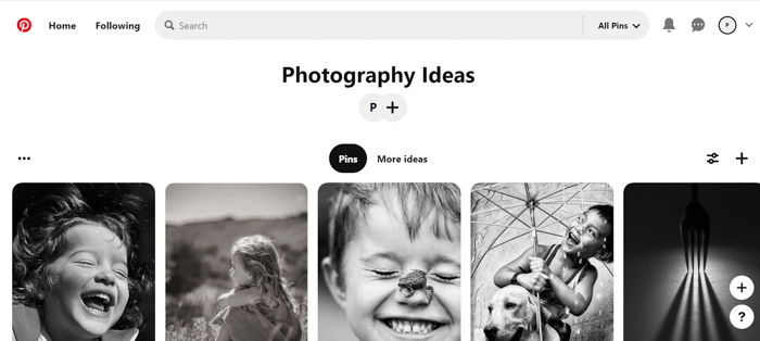 Screenshot of Pinterest image library