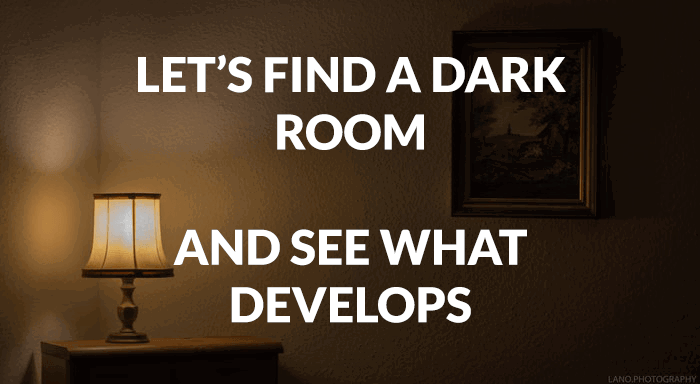 Photography joke over a photo of a dark living room