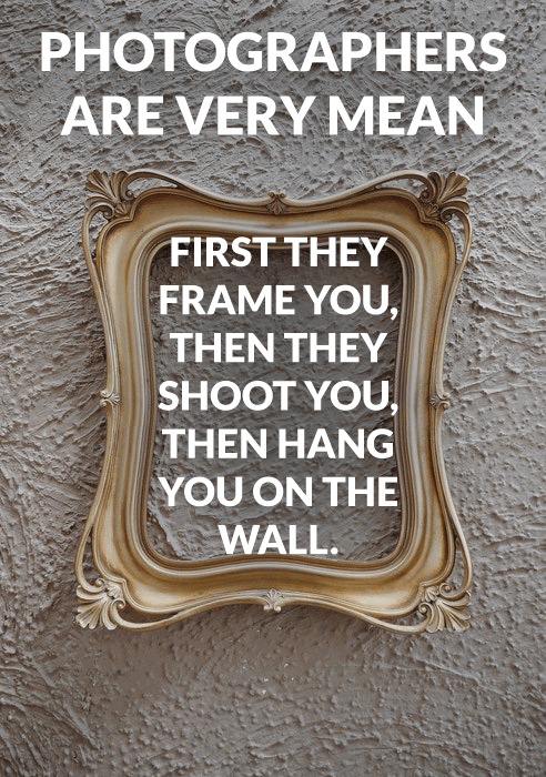 Photography joke over a photo of a gold frame on a wall