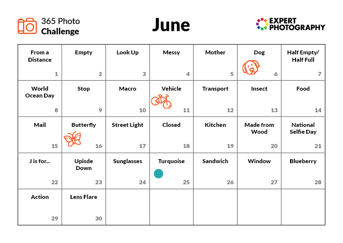 June pohtography challenge calander