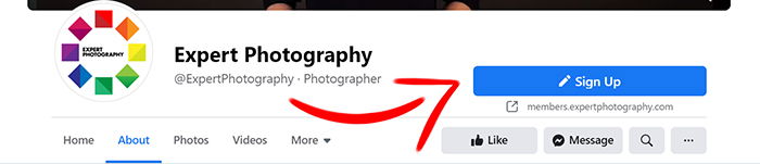 The Expert Photography Facebook page header.