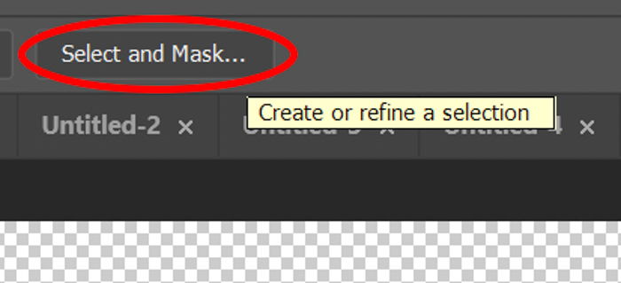 Screenshot of using the select and mask tool in Photoshop