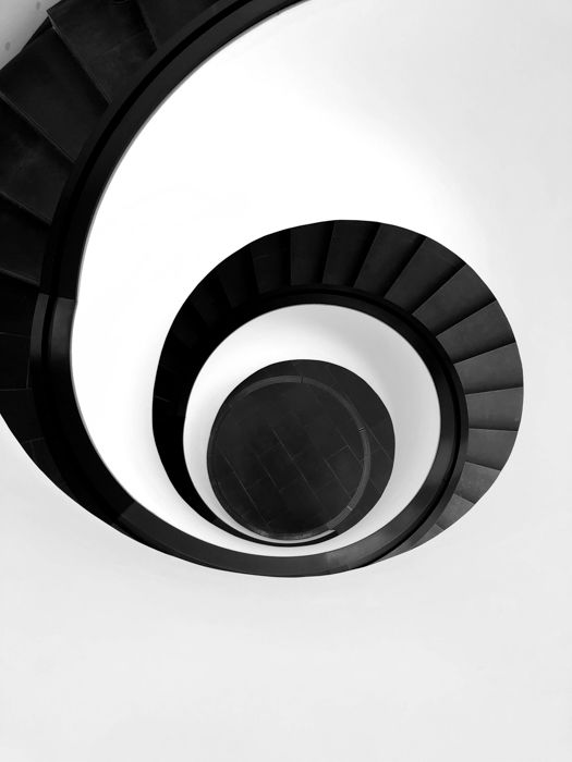 A spiral staircase showing radial balance