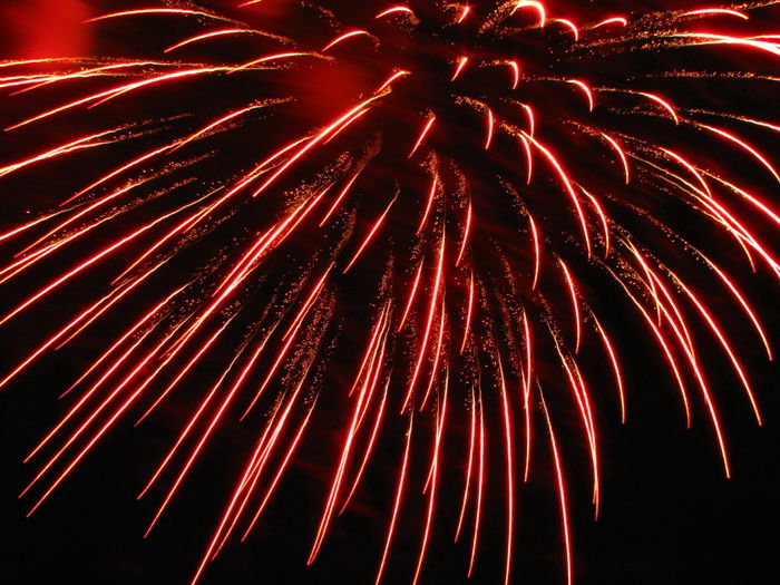 Colored fireworks exploding in the night sky