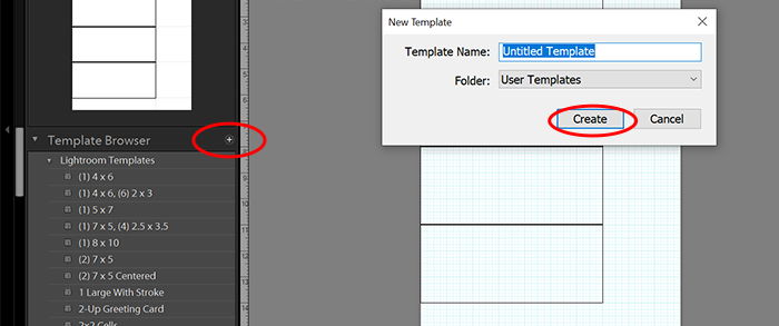 Lightroom UI screenshot for New Template