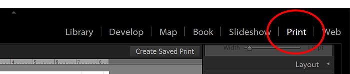 screenshot of lightroom UI with Print module