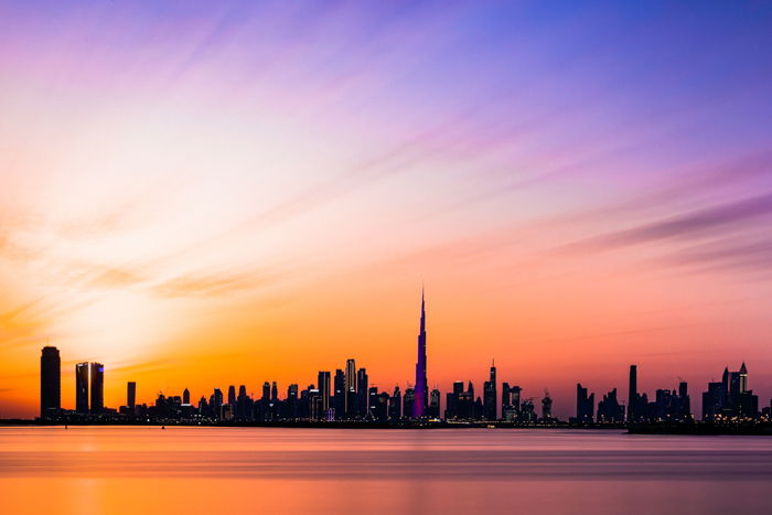 The silhouette of a city skyline