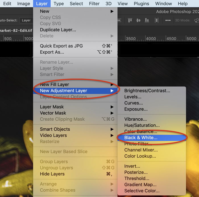 Screenshot Photoshop adjustment layer