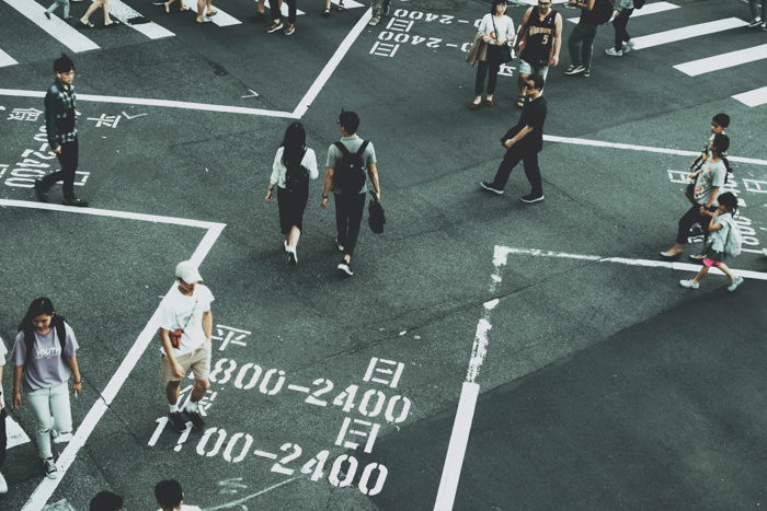 image of people at a street crossing