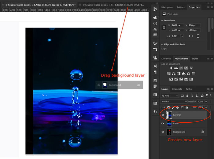 Photoshop screenshot drag to open new layer