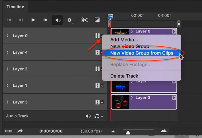 Photoshop screenshot group tracks