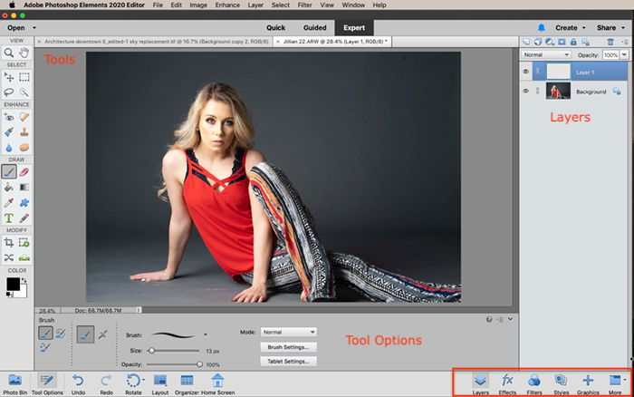 screenshot photoshop elements expert workspace