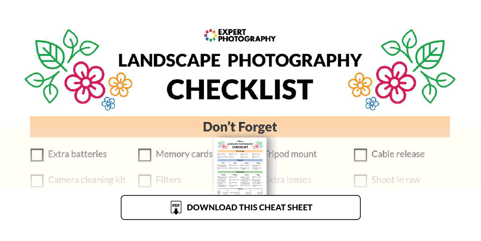 Illustration for landscape photography cheat sheet