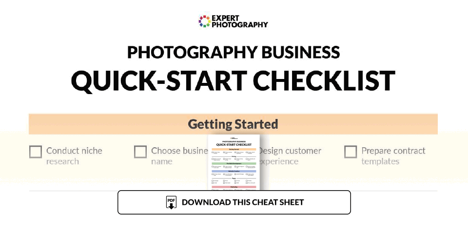 Illustration for a quick-start photography business cheat sheet