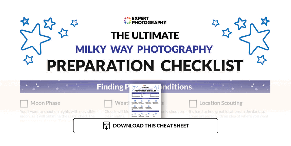 Illustration for milky way photography cheat sheet