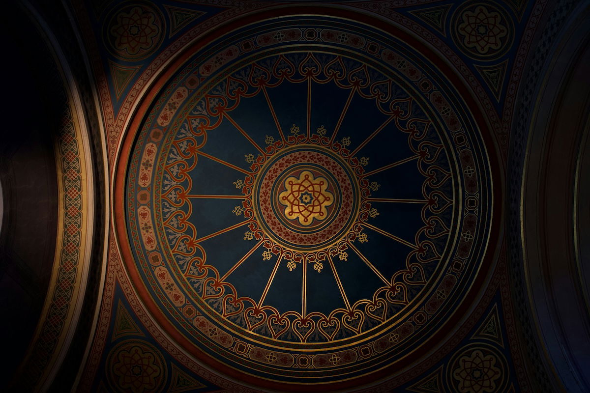 A circular ceiling detail showing radial symmetry for visual weight