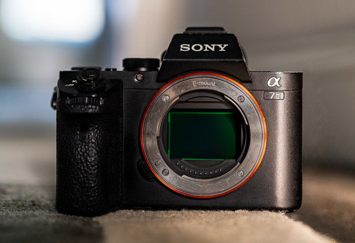 Sony a7II camera body from front and sensor