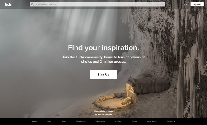 screenshot of Flickr site