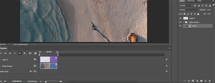 A screenshot of making a cinemagraph in Photoshop