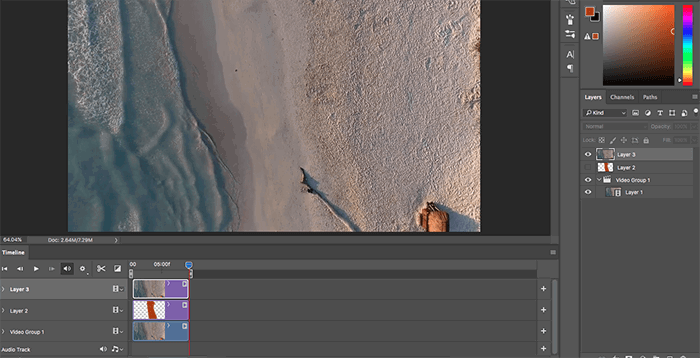 A screenshot of making a cinemagraph in Photoshop