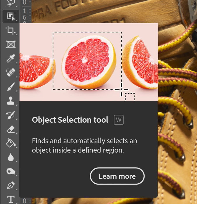 A screenshot of a dialogue box explaining what Object Selection Tool does