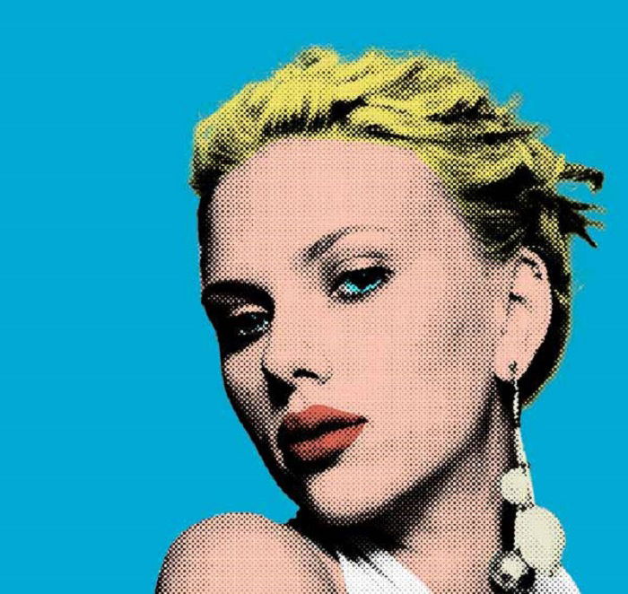 creative photoshop pop art effect on a portrait of Scarlett Johansson