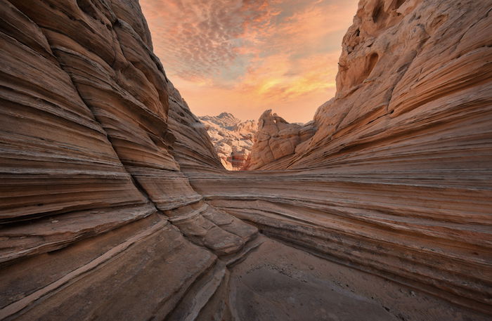 landscape photography inspiration: a sunrise seen through a canyon