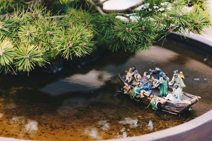 an outdoor miniature photography scene of a boat