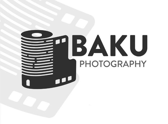 Baku photography logo using a vector image of a roll of film