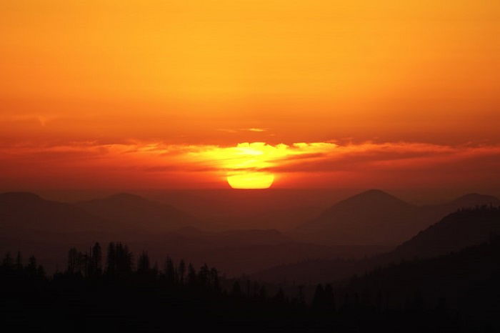 Sunset over a mountain range