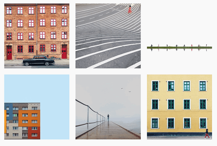 six examples of instagram artist Karen Vikke using pattern in photography