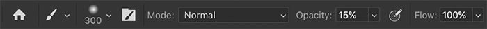 Photoshop screenshot of brush options bar