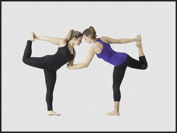 Cut out image of woman in a yoga pose in Photoshop for composite photography