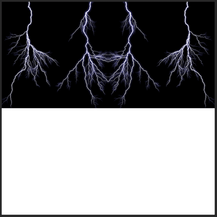 Lightening image with empty white rectangle below for kaleidoscope effect in Photoshop