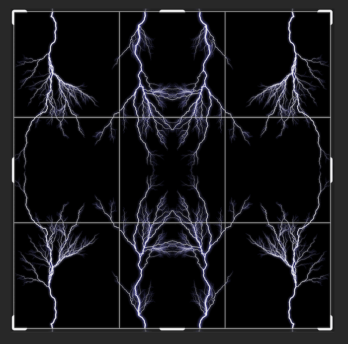 Vertically flipped lightening image with 1:1 cropping for kaleidoscope effect in Photoshop