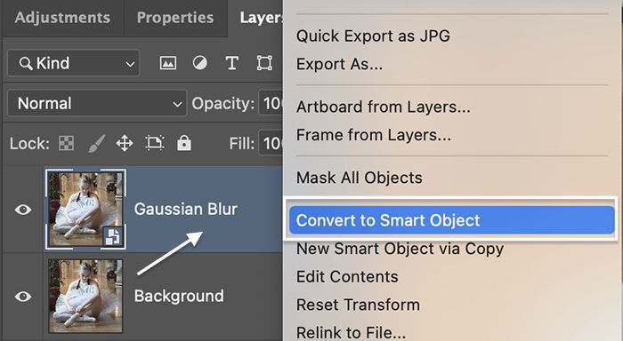 Photoshop screenshot convert to smart object for gaussian blur Photoshop glow effect